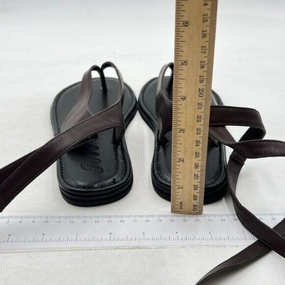 FOWT Women Split Round Toe Sandals Lace up Strappy Comfortable Flats Black - Picture 5 of 7